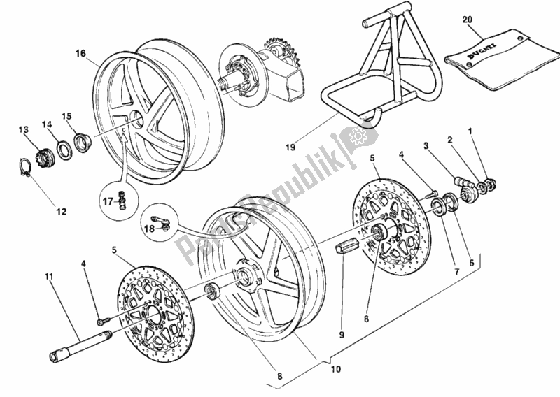 Alle onderdelen voor de Wielen van de Ducati Superbike 996 SPS 1999